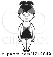 Clipart Of A Black And White Girl In A Swimsuit Royalty Free Vector Illustration