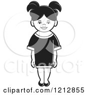 Clipart Of A Black And White Girl 10 Royalty Free Vector Illustration