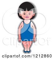 Clipart Of A Girl In A Blue Swimsuit Royalty Free Vector Illustration by Lal Perera
