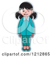 Clipart Of A Girl In A Teal And Turquoise Outfit Royalty Free Vector Illustration