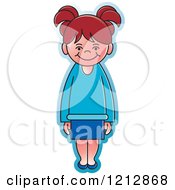 Clipart Of A Girl In A Blue Outfit Royalty Free Vector Illustration