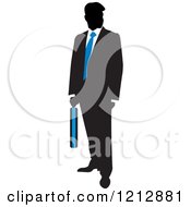 Poster, Art Print Of Silhouetted Businessman With A Blue Tie And Briefcase