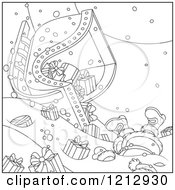 Poster, Art Print Of Outlined Scene Of Santa Crashing A Sleigh Full Of Gifts