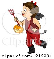 Poster, Art Print Of Halloween Boy In A Devil Costume
