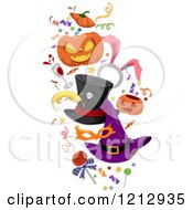 Poster, Art Print Of Halloween Hats Candy Confetti And Party Items