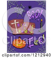 Halloween Words And Items On Purple