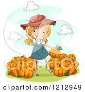 Poster, Art Print Of Country Girl Putting Pumpkins In Piles