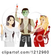 Poster, Art Print Of Teens Toasting At A Halloween Party