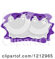 Poster, Art Print Of Huddled Halloween Ghost Frame Over Purple With Bats