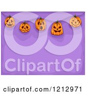 Poster, Art Print Of Suspended Halloween Jackolantern Pumpkins Over Purple