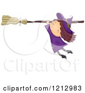 Poster, Art Print Of Little Witch Girl Hanging Onto A Broomstick