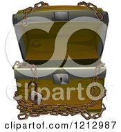 Clipart Of An Empty Open Treasure Chest With Chains Royalty Free Vector Illustration