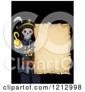 Poster, Art Print Of Skeleton Pirate With A Blank Scroll On Black