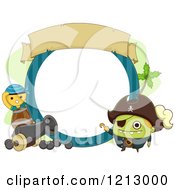 Poster, Art Print Of Monster Pirate Frame With A Cannon