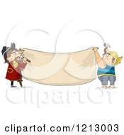 Poster, Art Print Of Two Male Pirates Hanging A Blank Banner