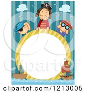 Clipart Of A Circle Frame With Pirates And Ships Royalty Free Vector Illustration
