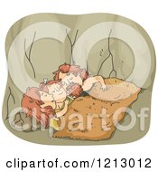 Clipart Of A Sleeping Caveman Family Royalty Free Vector Illustration