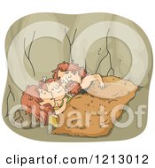 Poster, Art Print Of Sleeping Caveman Family