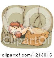 Clipart Of A Sleeping Caveman Royalty Free Vector Illustration by BNP Design Studio