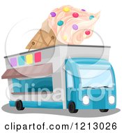 Clipart Of An Ice Cream Truck With A Giant Cone On Top Royalty Free Vector Illustration by BNP Design Studio