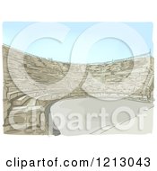 Clipart Of A View Into The Jerash Ampitheater In Jordan Royalty Free Vector Illustration