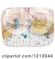 Clipart Of A Messy Office After A Party Royalty Free Vector Illustration