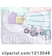 Poster, Art Print Of Bike Rack In A Parkling Lot