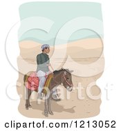 Poster, Art Print Of Man Riding A Donkey In A Desert