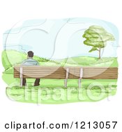 Poster, Art Print Of Lone Man Sitting On A Bench With A View