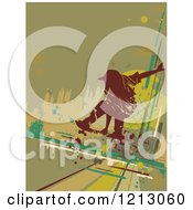 Poster, Art Print Of Silhouetted Skateboarder Over Grunge And Green
