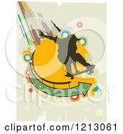 Poster, Art Print Of Silhouetted Skateboarder Over Grunge