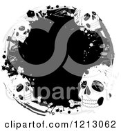 Clipart Of A Black And White Grunge Circle With Skulls Royalty Free Vector Illustration