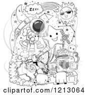 Poster, Art Print Of Black And White Space Doodles