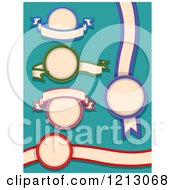 Poster, Art Print Of Round Labels With Ribbons On Turquoise