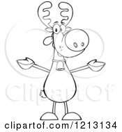 Cartoon Of An Outlined Christmas Reindeer Wanting A Hug Royalty Free Vector Clipart