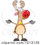 Cartoon Of A Christmas Rudolph Reindeer Wanting A Hug Royalty Free Vector Clipart