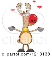Cartoon Of A Rudolph Reindeer Wanting A Hug Royalty Free Vector Clipart