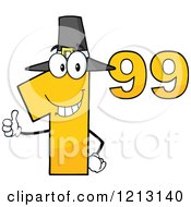 Poster, Art Print Of Dollar Ninety Nine Cent Mascot With A Pilgrim Hat Holding A Thumb Up