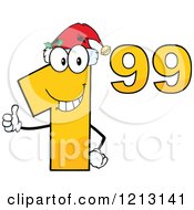 Poster, Art Print Of Dollar Ninety Nine Cent Mascot With A Santa Hat Holding A Thumb Up