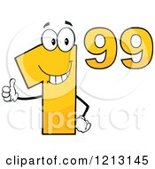 Cartoon Of A Dollar Ninety Nine Cent Mascot Holding A Thumb Up Royalty Free Vector Clipart