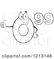 Poster, Art Print Of Outlined Ninety Nine Cent Mascot Holding A Thumb Up