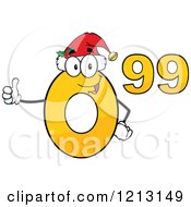 Poster, Art Print Of Yellow Ninety Nine Cent Mascot With A Santa Hat Holding A Thumb Up