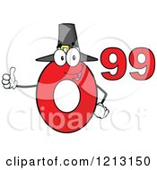 Poster, Art Print Of Red Ninety Nine Cent Mascot With A Pilgrim Hat Holding A Thumb Up