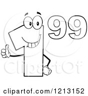 Poster, Art Print Of Outlined Dollar Ninety Nine Cent Mascot Holding A Thumb Up