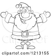 Poster, Art Print Of Outlined Jolly Santa Holding His Arms Wide