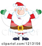 Cartoon Of A Jolly Santa Holding His Arms Wide Royalty Free Vector Clipart