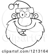 Cartoon Of An Outlined Jolly Santa Face Royalty Free Vector Clipart
