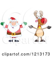 Poster, Art Print Of Happy Santa And Reindeer
