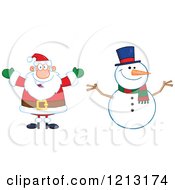 Poster, Art Print Of Happy Santa And Snowman