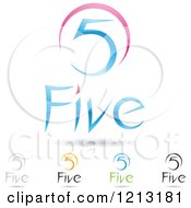 Poster, Art Print Of Abstract Number 5 Icons With Five Text Under The Digit 6